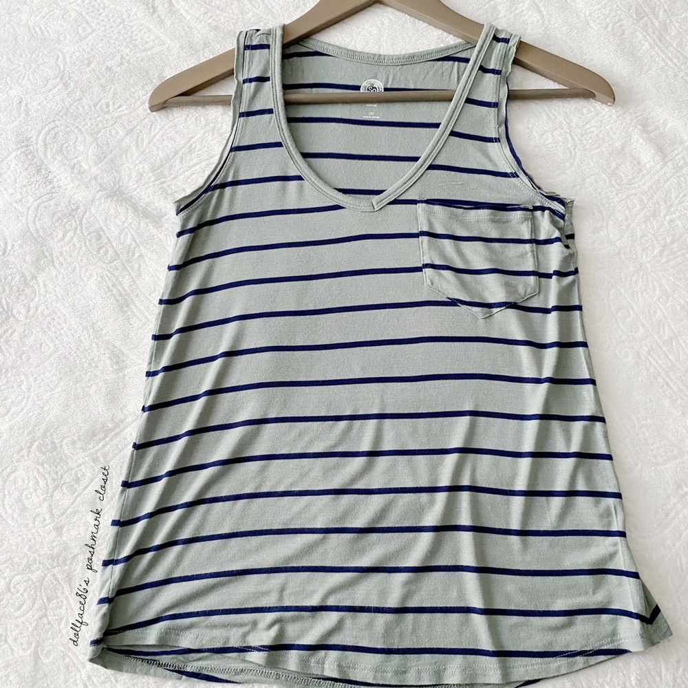 Stretchy Striped Pocket Tank Top (Firm Price)